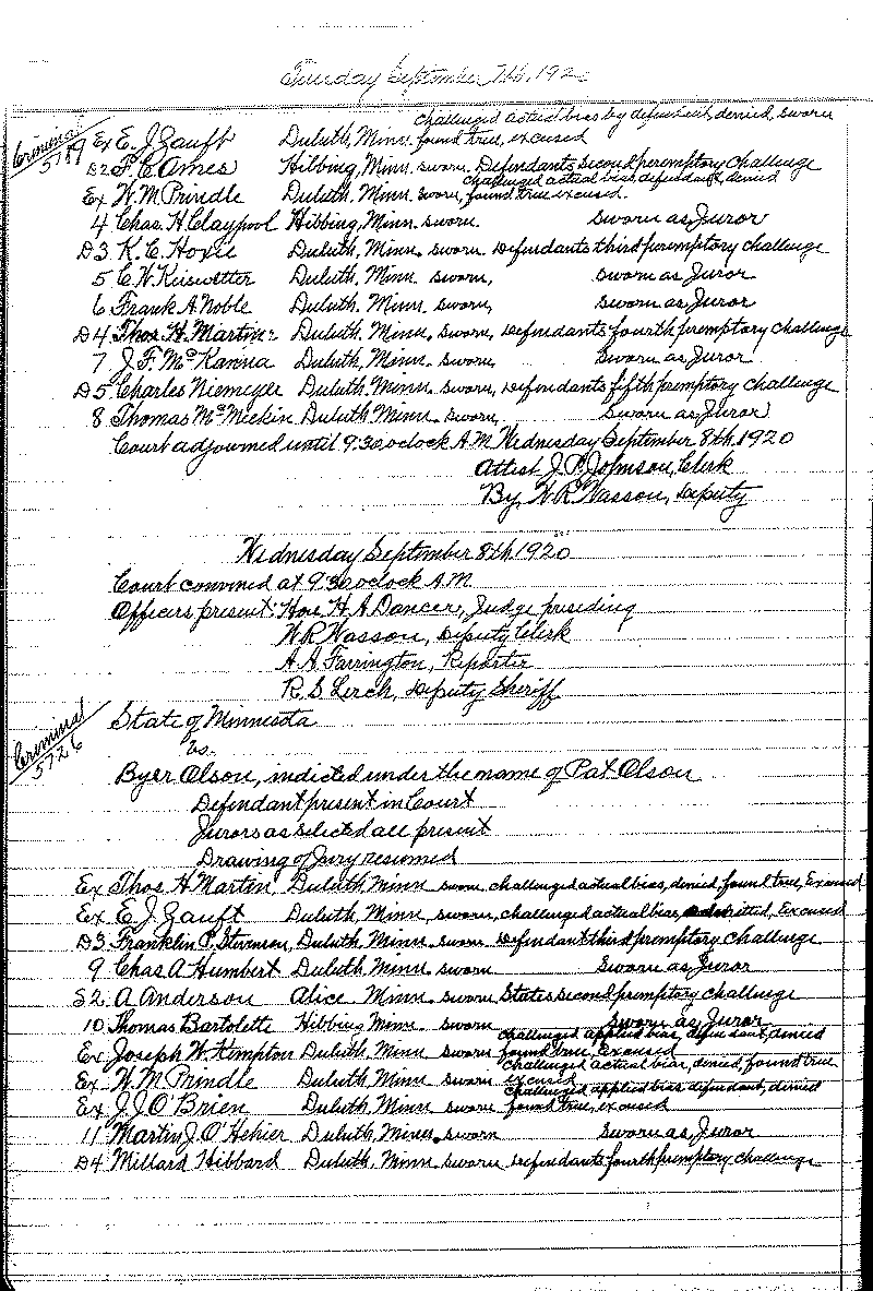 August 1920-February 1921. Selected pages 1-152.--Gov't Record(s)--Criminal Journal (gif)