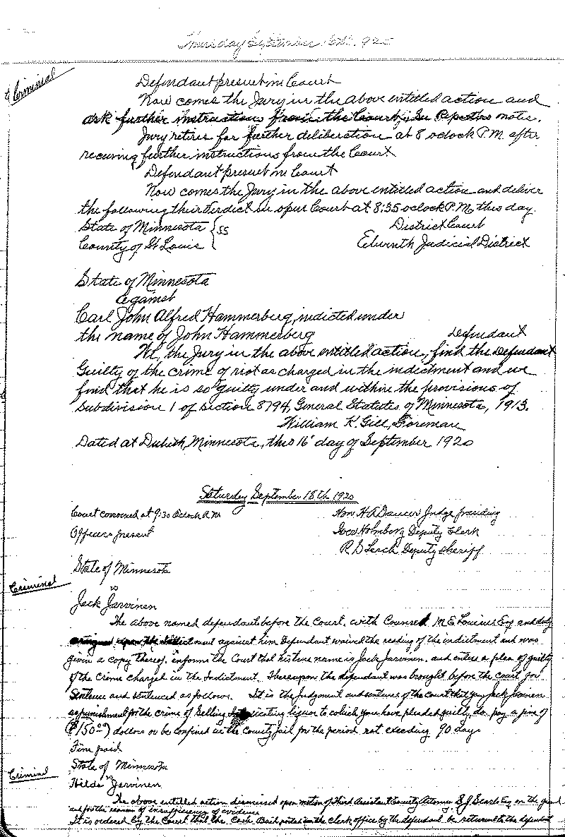 August 1920-February 1921. Selected pages 1-152.--Gov't Record(s)--Criminal Journal (gif)