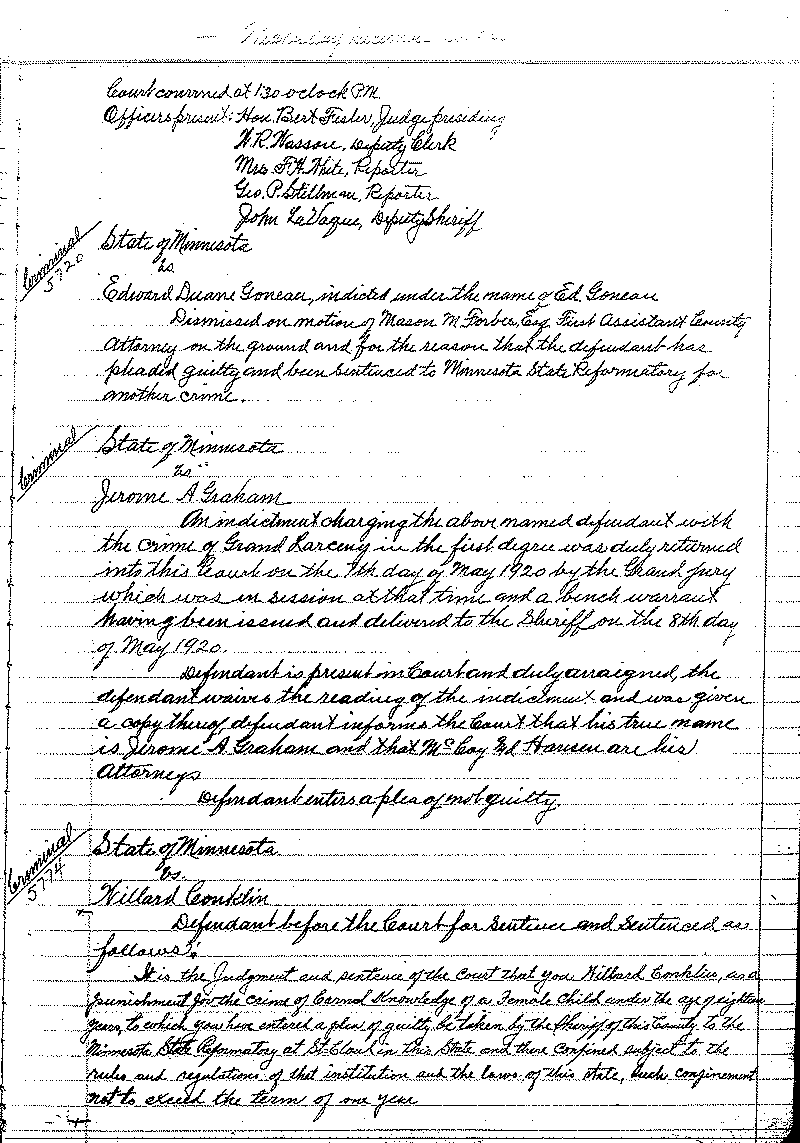 August 1920-February 1921. Selected pages 1-152.--Gov't Record(s)--Criminal Journal (gif)