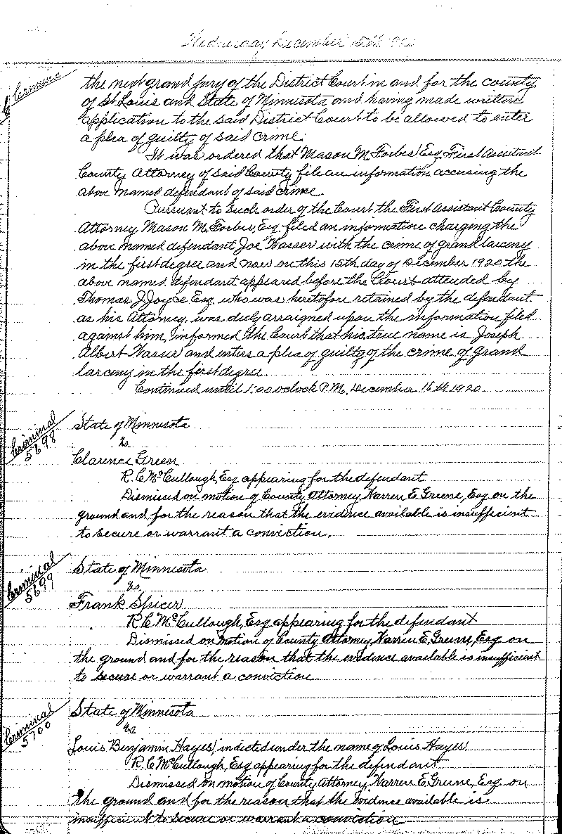 August 1920-February 1921. Selected pages 1-152.--Gov't Record(s)--Criminal Journal (gif)