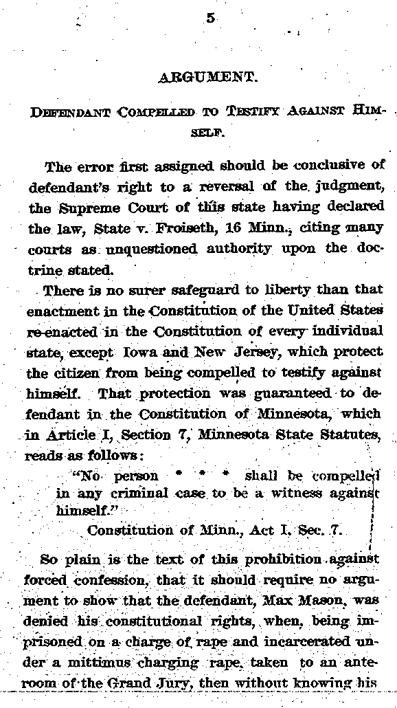 State of Minnesota vs. Max Mason. Case No. 22590. 1921-1922. Appellant&#039;s Brief.--Gov&#039;t Record(s)--Appellant&#039;s Brief (gif)