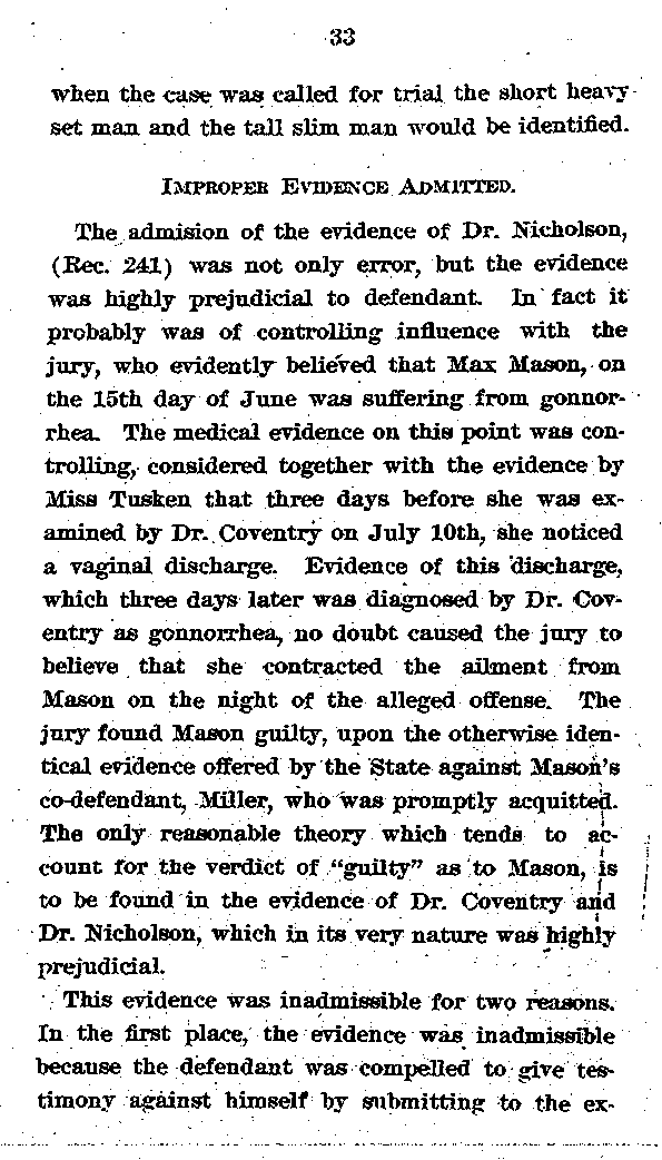 State of Minnesota vs. Max Mason. Case No. 22590. 1921-1922. Appellant&#039;s Brief.--Gov&#039;t Record(s)--Appellant&#039;s Brief (gif)