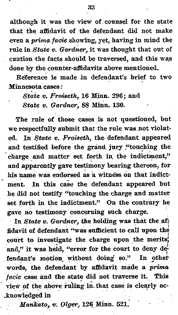 State of Minnesota vs. Max Mason. Case No. 22590. 1921-1922. Brief and Argument for the State.--Gov't Record(s)--Brief and Argument for the State (gif)