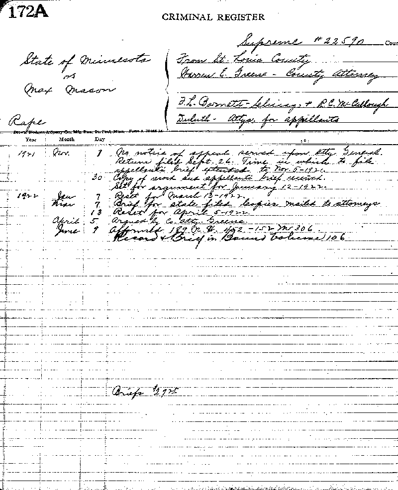 State of Minnesota vs. Max Mason. Case No. 172A