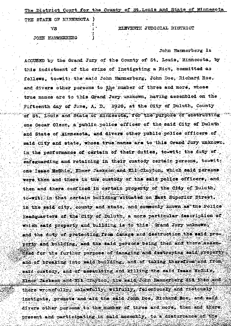 Carl John Alfred Hammerberg. Case No. 5148. Indictment Record. January 1921.--Gov't Record(s)--Indictment Record (gif)