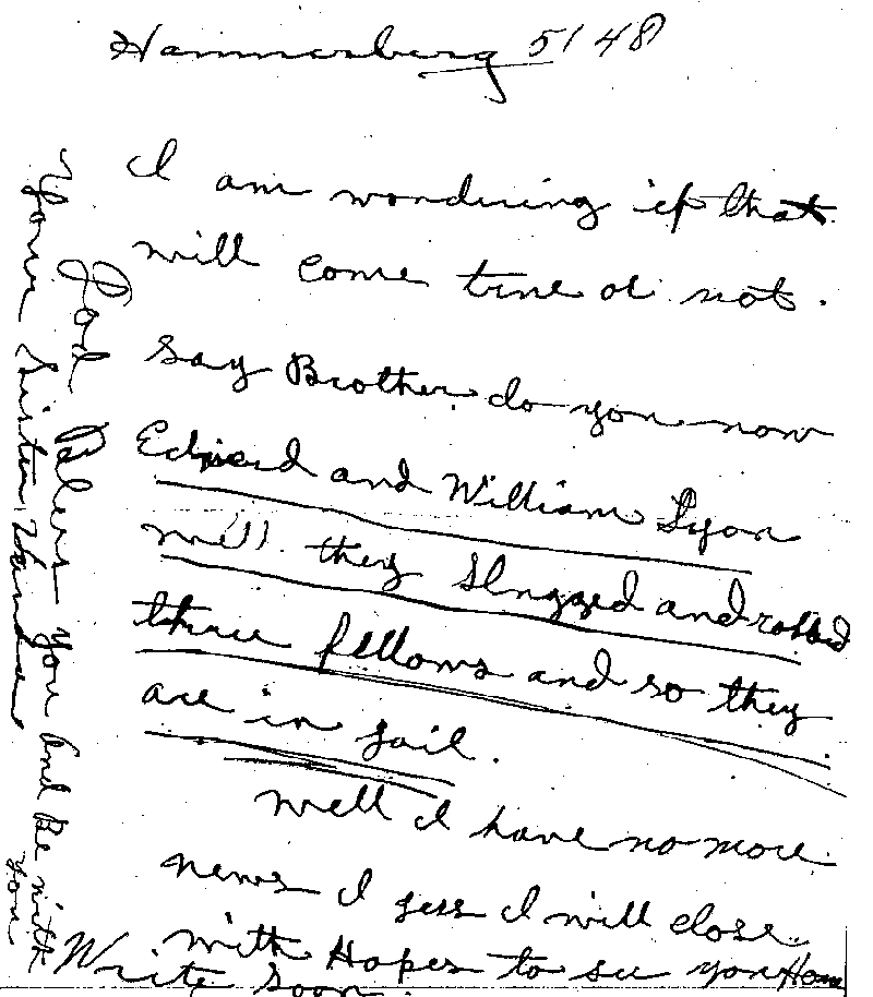 Carl John Alfred Hammerberg. Case No. 5148. Letter from Vanda Isaacson to Carl John Alfred Hammerberg, 1921.--Correspondence (gif)