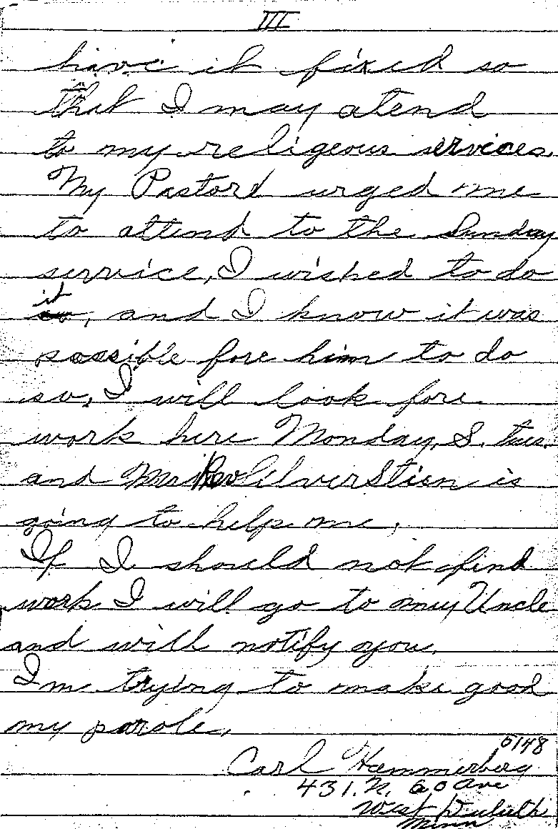  Carl John Alfred Hammerberg. Case No. 5148. Letter from Carl John Alfred Hammerberg to Charles E. Vasaly, September 10, 1922.--Correspondence (gif)