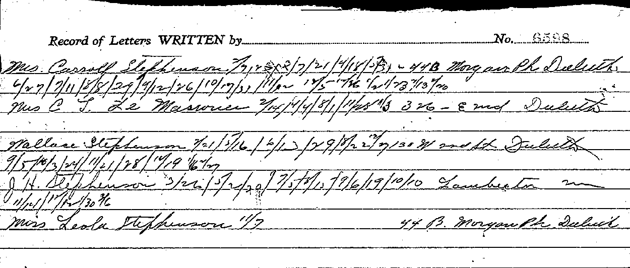 Gilbert Henry Stephenson. Case No. 6598. Record of Letters Received and Written. --Gov't Record(s)--Record of Letters Received and Written (gif)