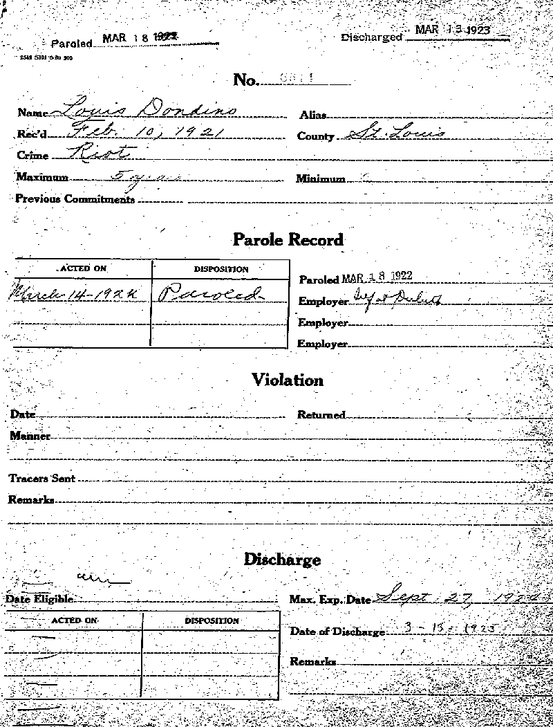 Louis Dondino. Case No. 6614. Parole Record.--Gov't Record(s)--Parole Record (gif)