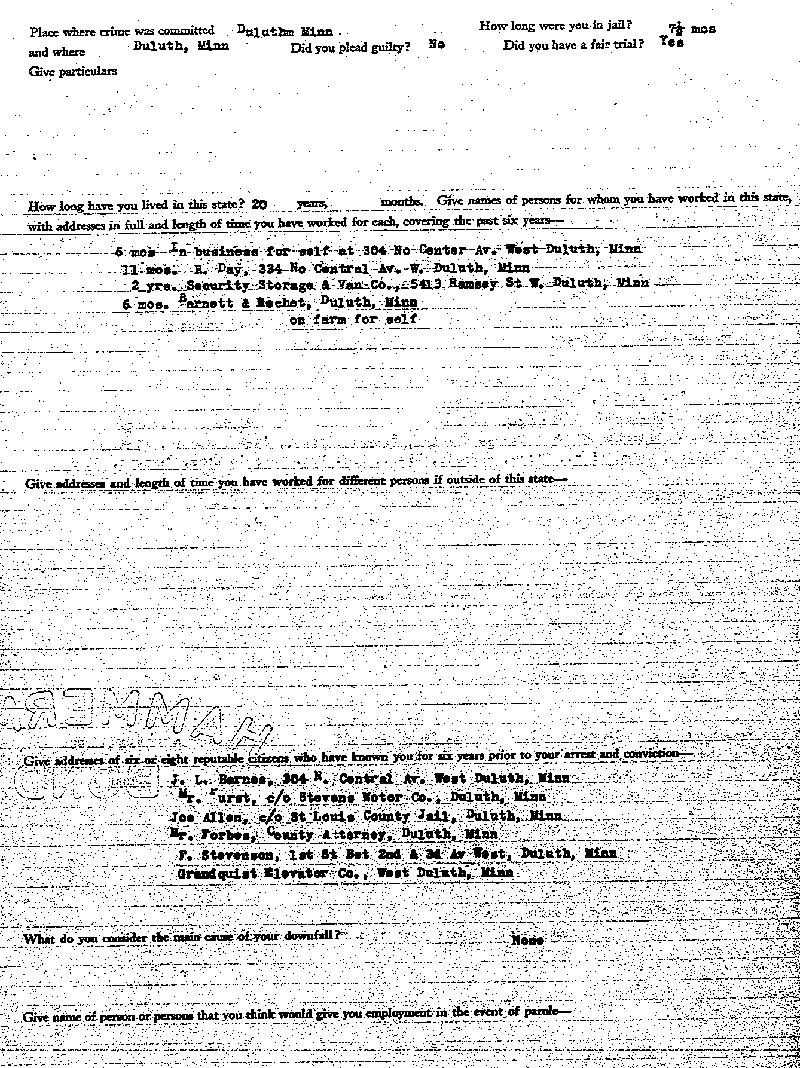Louis Dondino. Case No. 6614. Deputy Warden's Examination Sheet.--Gov't Record(s)--Deputy Warden's Examination Sheet (gif)