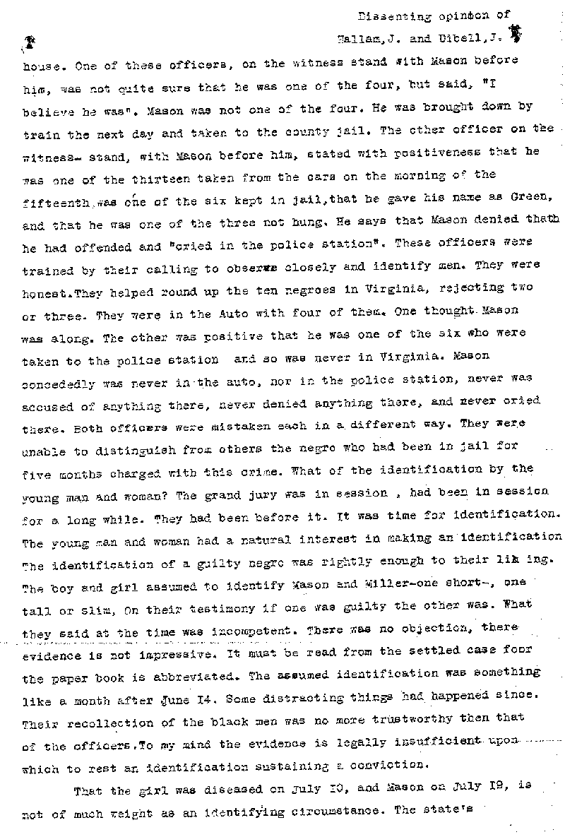 Max Mason. Case No. 6785. Supreme Court Syllabus and Dissent.--Gov't Record(s)--Supreme Court Syllabus and Dissent (gif)