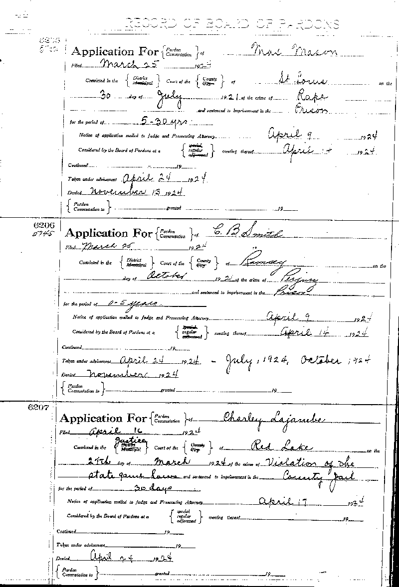 Max Mason. Application No. 6205. 1924.