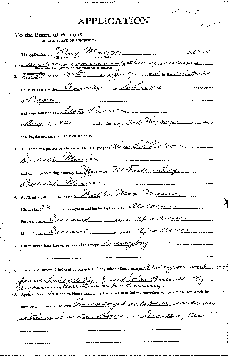 Max Mason. Application No. 5702. 1922-1924.--Gov't Record(s)--Pardon Application (gif)