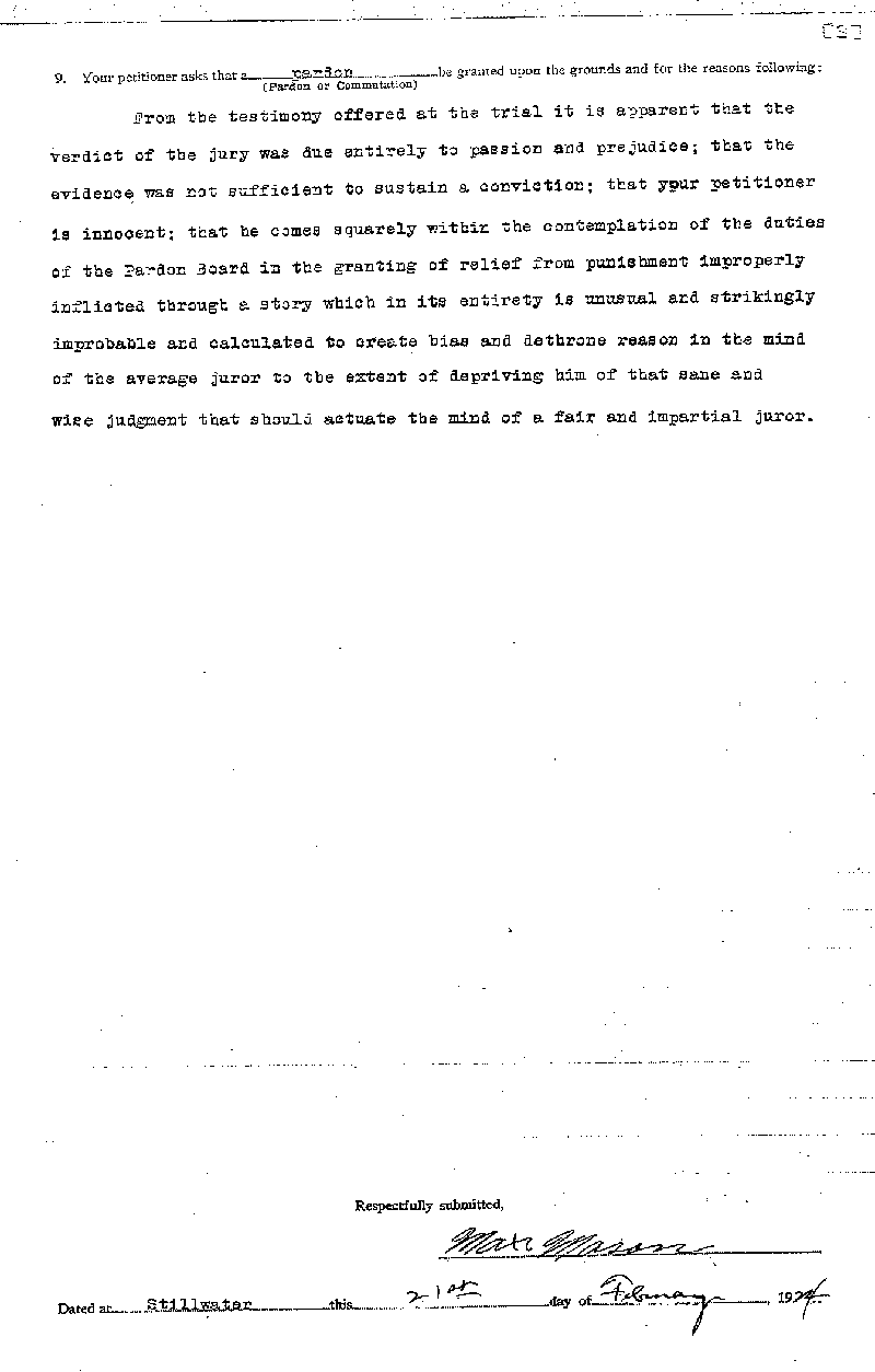 Max Mason. Application No. 6205. 1922-1924.--Gov't Record(s)--Pardon Application (gif)