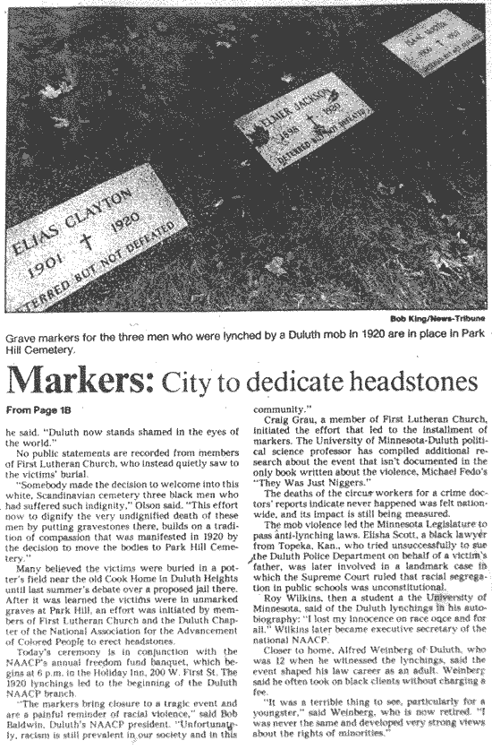Dedicating Headstones.--Newspaper(s) (gif)