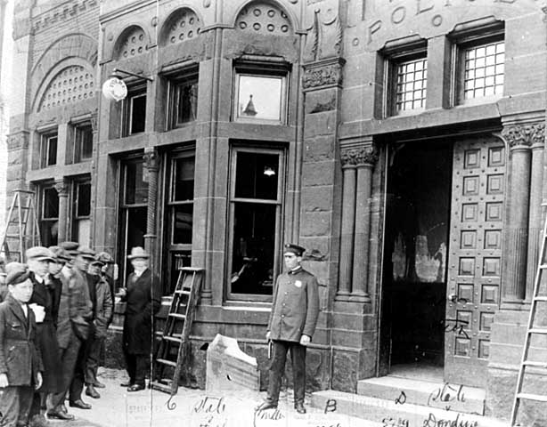  Police Station after damage by lynching mob, Duluth.